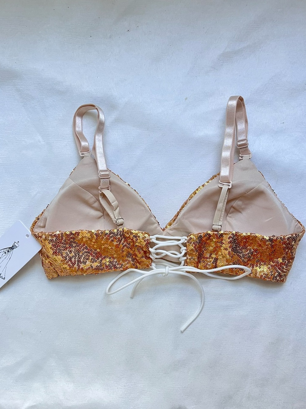 Sequin Gold Triangle Bralette S - Picture 2 of 6